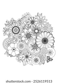 Flower Adult Coloring Pages Relax and Unleash Your Creativity