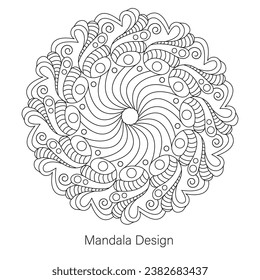 Flower adult mandala design coloring book page vector Design