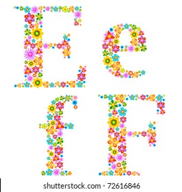 Flower alphabet Characters e-f
