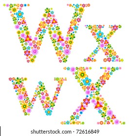 Flower alphabet Characters w-x