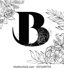 Flower alphabet letter B pattern