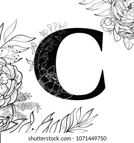 Flower alphabet letter C pattern