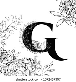 Flower alphabet letter G pattern
