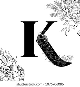 Flower alphabet letter K pattern