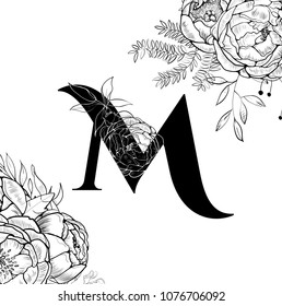 Flower alphabet letter M pattern