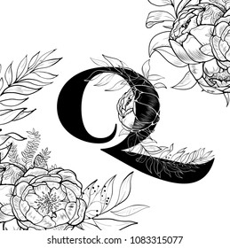 Flower alphabet letter Q pattern