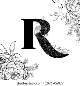 Flower alphabet letter R pattern