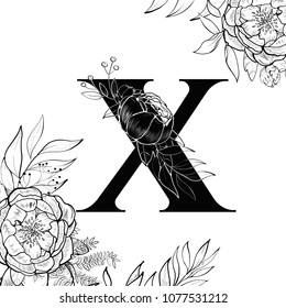 Flower alphabet letter X pattern