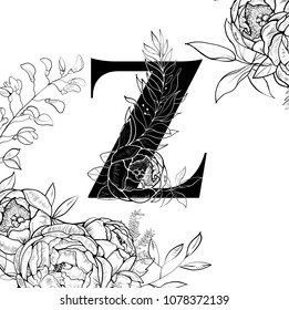Flower alphabet letter Z pattern