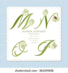 Flower Alphabet letters M, N, O, P
