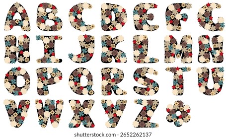 Alfabeto de flores em branco fundo vetor ilustração abc