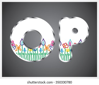 Flower alphabet vector design. Set of letters. Floral abc. Font with leaves, flowers and stems. Letter of flowers