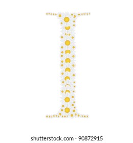 flower alphabet from White daisies vector illustration