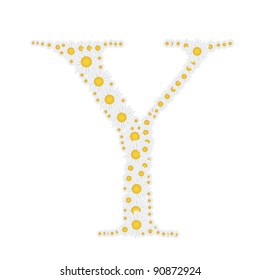 flower alphabet from White daisies vector illustration