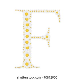 flower alphabet from White daisies vector illustration