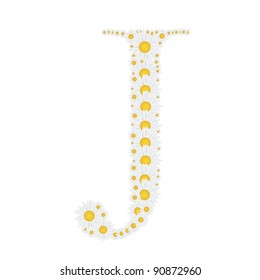 flower alphabet from White daisies vector illustration