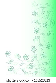 Flower angular frame on the green. Vector.