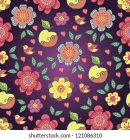 Flower apple pattern  background in vector