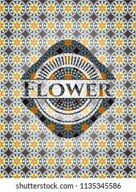 Flower arabesque style badge. arabic decoration.