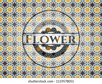 Flower arabic badge background. Arabesque decoration.