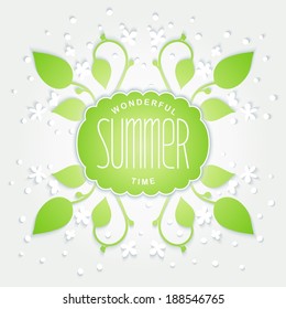 Flower Arrangement with frame in center of effect cut paper. Vector eps 10