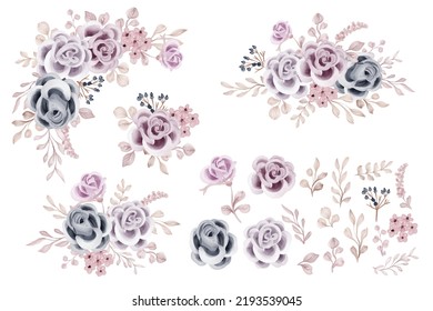 flower arrangement isolated with leaf and rose clip art