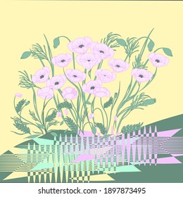 Flower arrangement, poppies - vector. Interior. Floristics. Spring still life