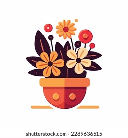 flower arrangement in pot vector