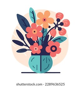 flower arrangement in pot vector
