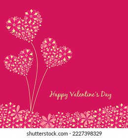 Flower arrangement with the shape of a heart. Valentine's day concept in paper cut style. Designe for greeting card, posters and a print on different product.