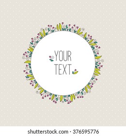 Flower arrangement with the text on seamless background.