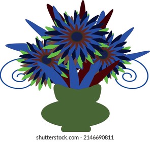 Flower arrangement in a vase. Vector file.