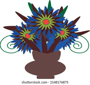 Flower arrangement in a vase. Vector file.