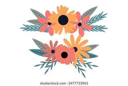 Vector de la disposición de la flor sobre fondo blanco. Cartel floral, inviten. Vector arreglos para tarjeta de felicitación o invitación.