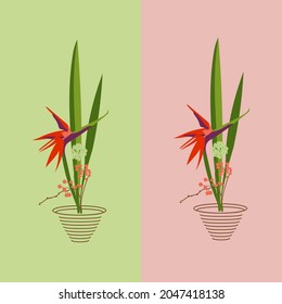 flower arrangement vector orange green