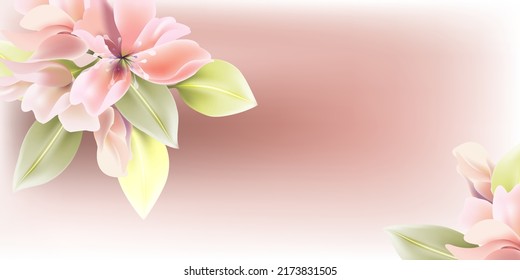 Flower  art background vector. Wallpaper design with floral paint brush line art. leaves and flowers nature design for cover, wall art, invitation, fabric, poster, canvas print.