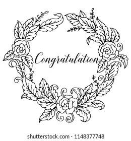 Flower art congratulation card collection vector illustration