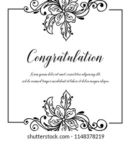 Flower art congratulation card collection vector illustration