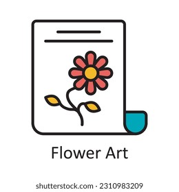 Flower Art Filled Outline Icon Design illustration. Art and Crafts Symbol on White background EPS 10 File