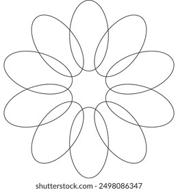 flower art line for decoration and coloring, sunflower, sacred geometry lotus