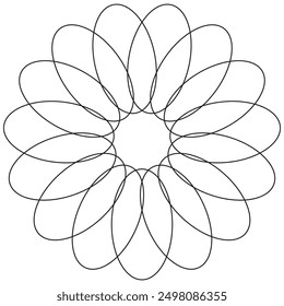 flower art line for decoration and coloring, sunflower, sacred geometry lotus