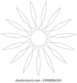 flower art line for decoration and coloring, sunflower, sacred geometry lotus