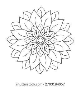 Flower art mandala for creative coloring book page