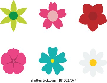 flower art set vector color 