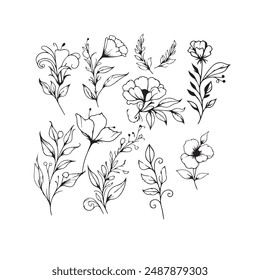  Ilustración vectorial de arte floral esp