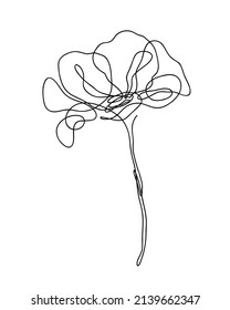 Flower art vector. Minimalist line drawing with a poppy flower for tattoo, prints, posters, cards, banners, flyers, printable. One line artwork. Vector design illustration image
