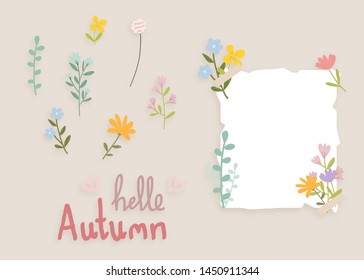flower autumn blossom pastel set style vectors illustration