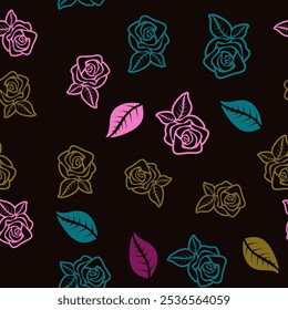 flor, otoño, floral, patrón, fondo, sin costuras, diseño, Vector, motivo, adorno, flor, hoja, belleza, textil, vintage, lindo, prado, arte, Fondo de pantalla, naturaleza, impresión, ilustración, abstracto