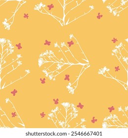 flor, otoño, floral, patrón, fondo, sin costuras, diseño, Vector, motivo, adorno, flor, hoja, belleza, textil, vintage, lindo, prado, arte, Fondo de pantalla, naturaleza, impresión