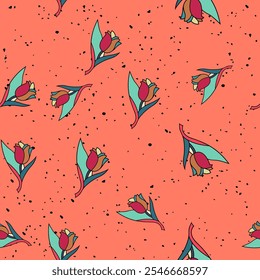 flor, otoño, floral, patrón, fondo, sin costuras, diseño, Vector, motivo, adorno, flor, hoja, belleza, textil, vintage, lindo, prado, arte, Fondo de pantalla, naturaleza, impresión